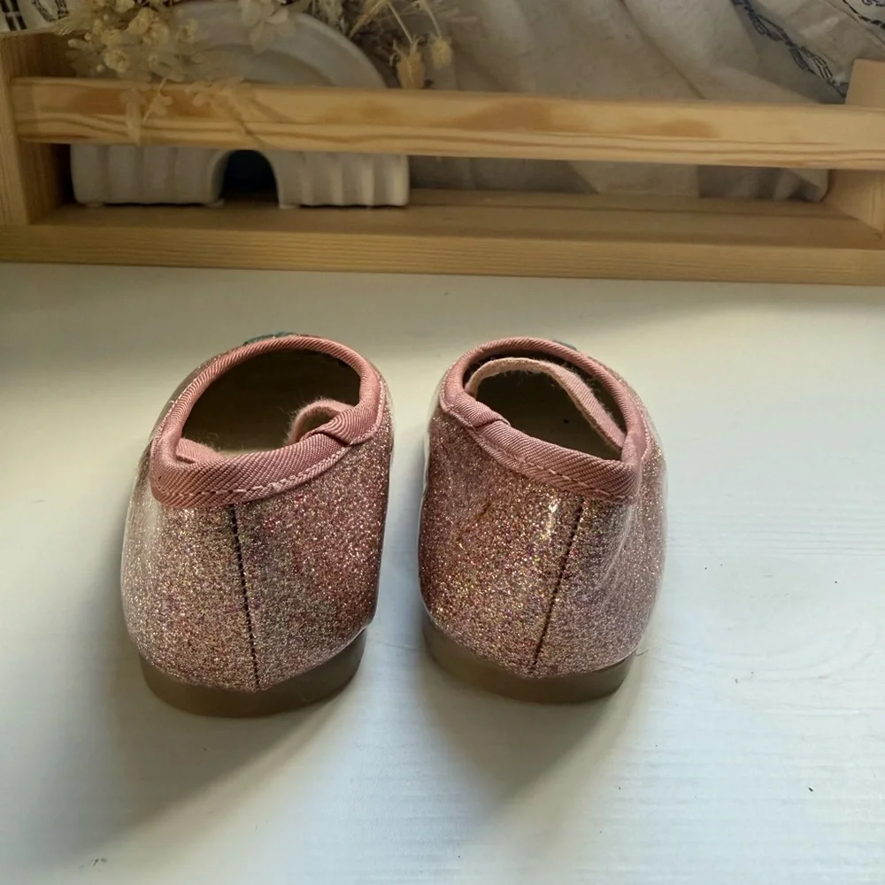 Zara Girls Pink Glitter Mary Janes with Cherry Embroidery size 18 (US 3)